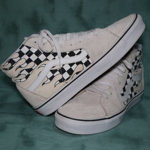 Vans Sk8-Hi Checkerboard Flame White Mens 9.5 or Womens 11